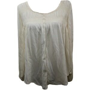 NWT Women's Petite Size M SONOMA Goods for Life Ivory Boho Peasant Top
